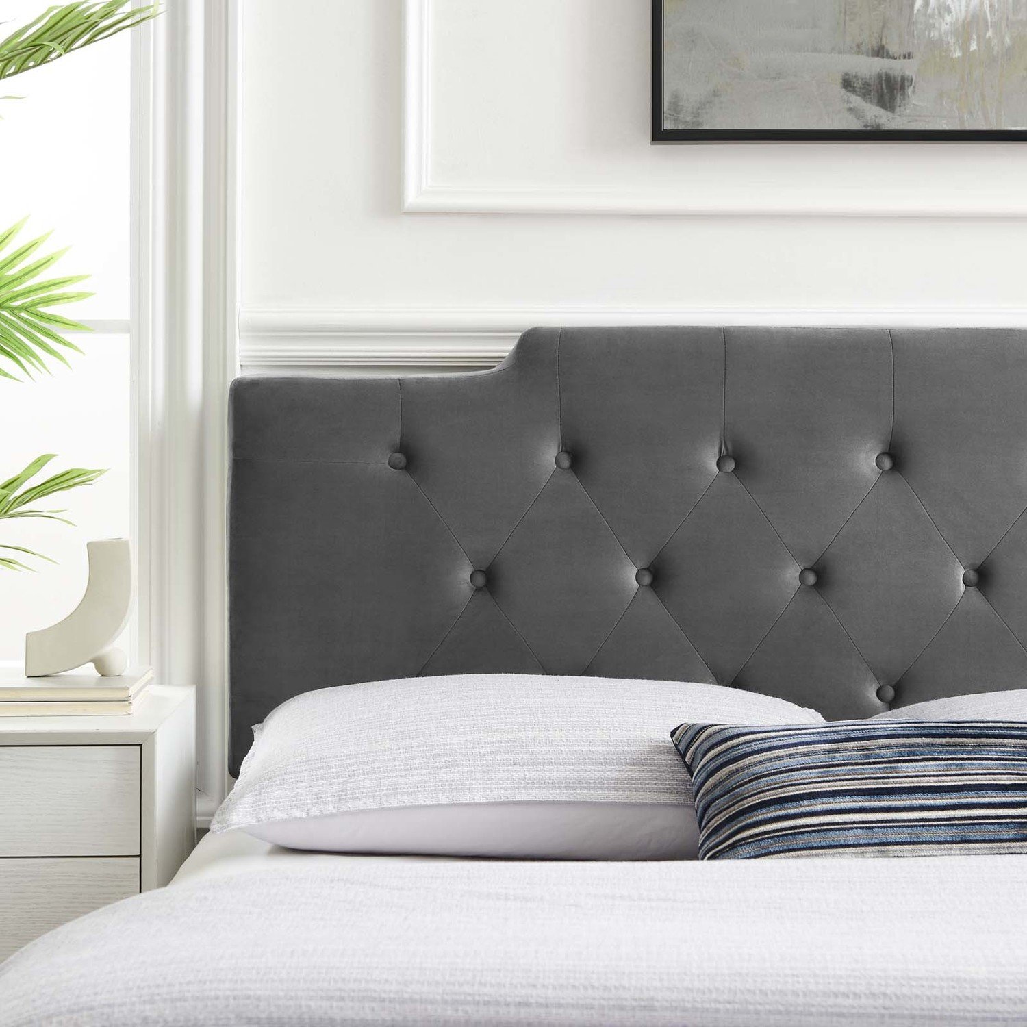 metal head and footboard Modway Furniture Headboards Charcoal