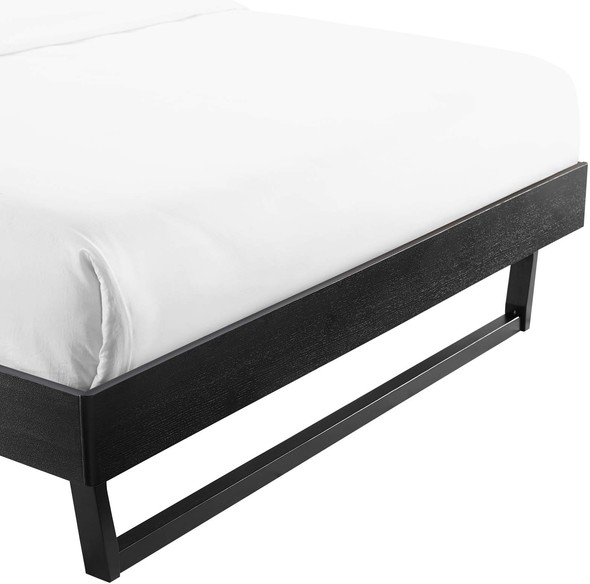 wooden king size bed frame with headboard Modway Furniture Beds Black