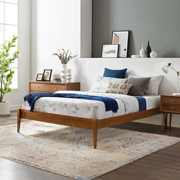 beige king bed frame Modway Furniture Beds Walnut