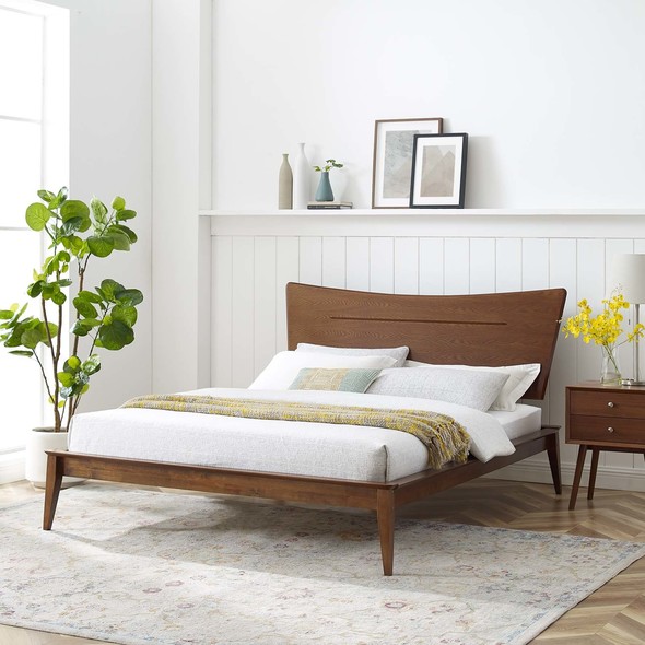 wood bedframe full Modway Furniture Beds Walnut