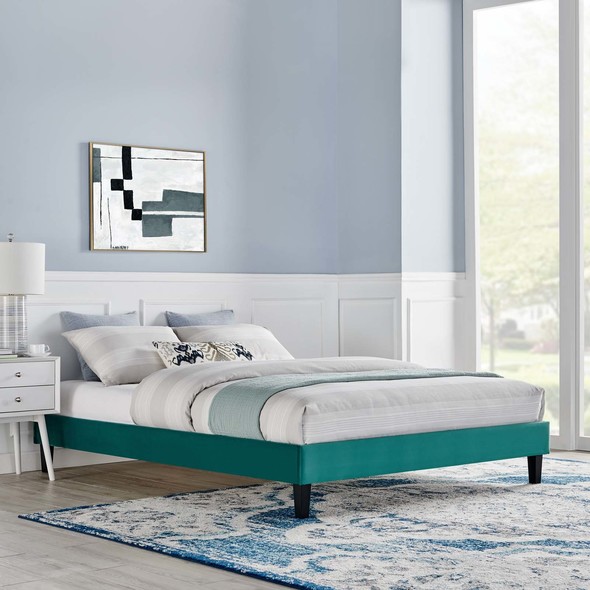 wooden bed frame queen platform Modway Furniture Beds Teal