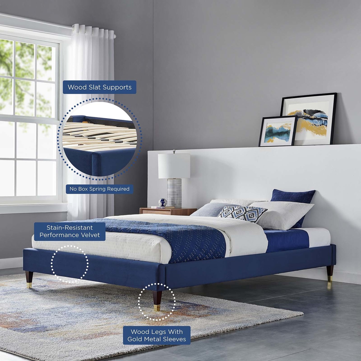 cream tufted bed Modway Furniture Beds Navy