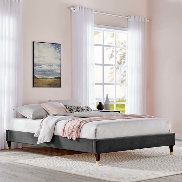 gray fabric bed frame Modway Furniture Beds Charcoal