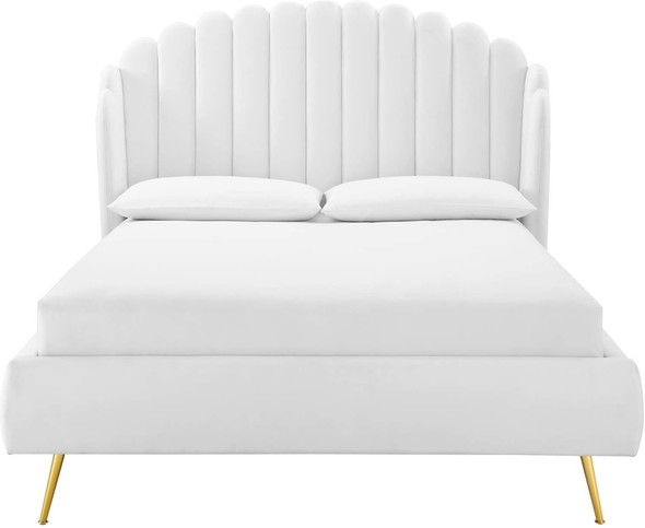 full size metal platform bed Modway Furniture Beds White