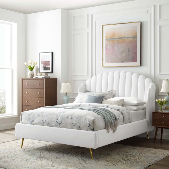 full size metal platform bed Modway Furniture Beds White