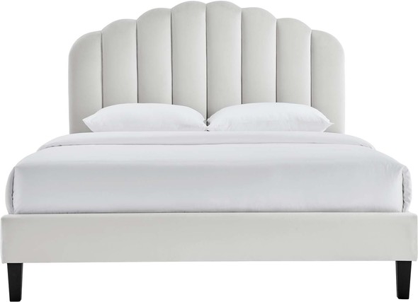 beige bed queen Modway Furniture Beds Light Gray