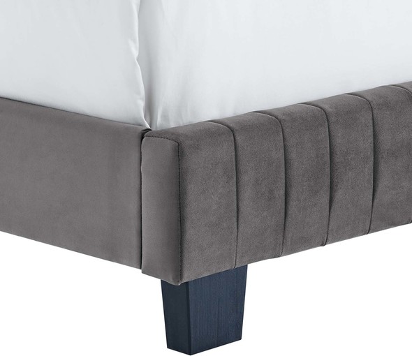 king bed frame velvet Modway Furniture Beds Gray
