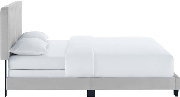 upholstered platform bed frame king Modway Furniture Beds Light Gray