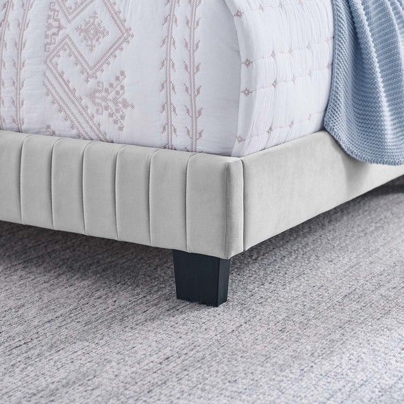 upholstered platform bed frame king Modway Furniture Beds Light Gray