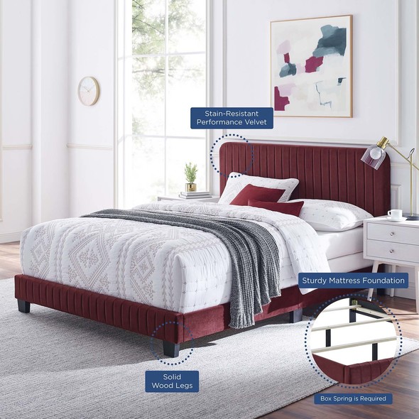contemporary bed frame queen Modway Furniture Beds Maroon