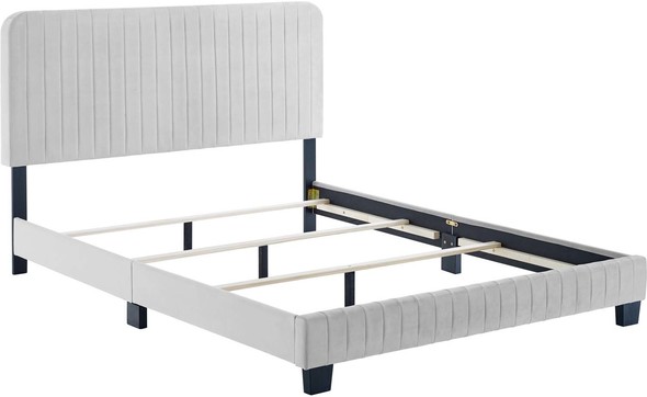 queen bed frame with lights Modway Furniture Beds Light Gray