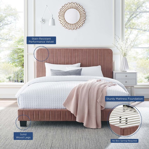 velvet bedroom Modway Furniture Beds Dusty Rose