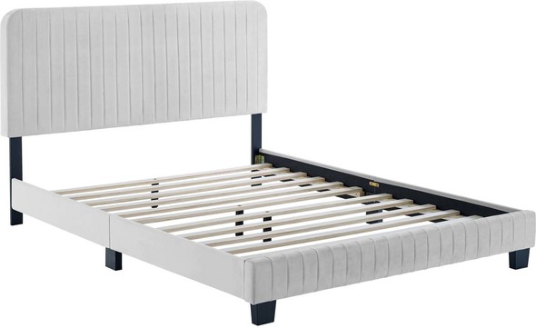 king single bed frame with drawers Modway Furniture Beds Light Gray