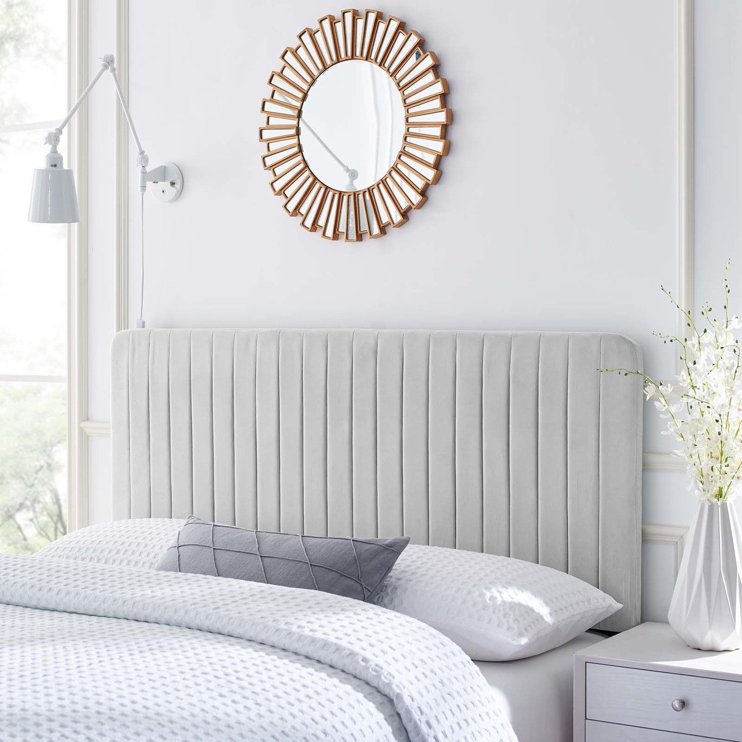 full bed with headboard storage Modway Furniture Headboards Headboards and Footboards Light Gray