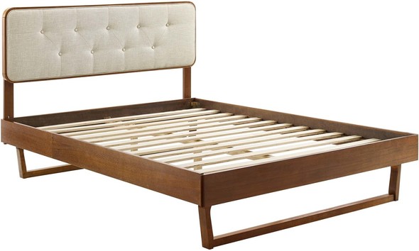 upholstered bed frame Modway Furniture Beds Walnut Beige
