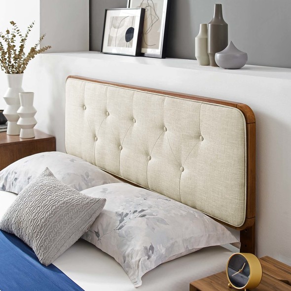 upholstered bed frame Modway Furniture Beds Walnut Beige
