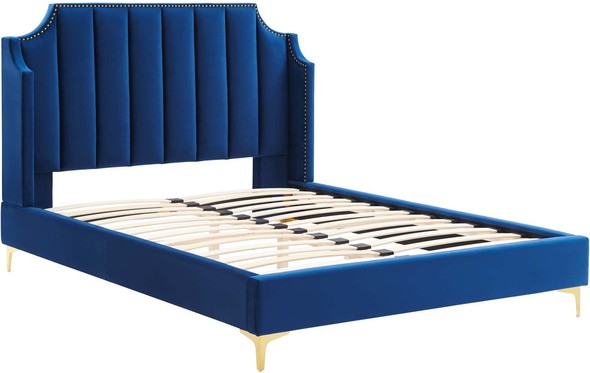 metal platform bed frame king Modway Furniture Beds Navy