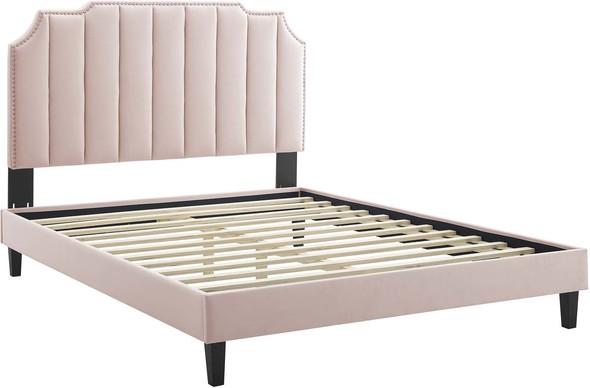 cheap queen bed frame with headboard Modway Furniture Beds Pink