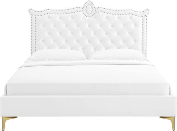 upholstered king bed with storage Modway Furniture Beds White