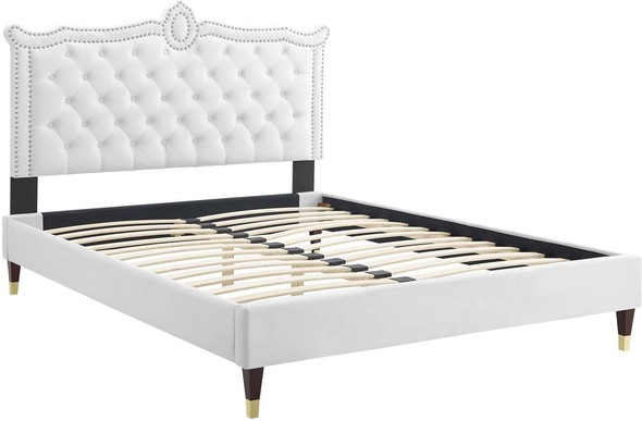 simple queen bed frame Modway Furniture Beds White