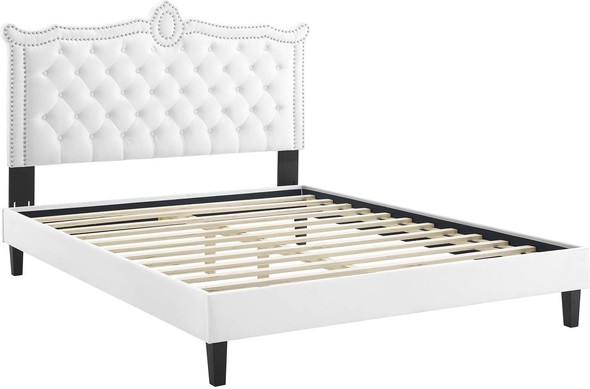 queen bed frame with shelves Modway Furniture Beds White