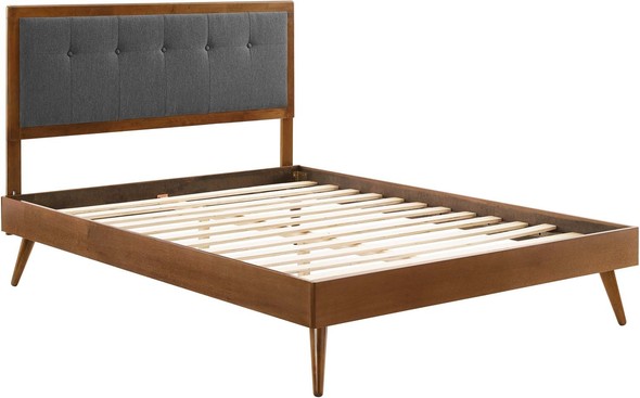 tufted queen bed frame with headboard Modway Furniture Beds Walnut Charcoal