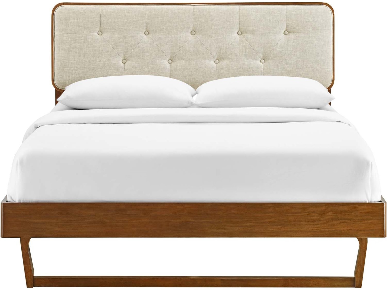 queen size platform bed with storage Modway Furniture Beds Walnut Beige