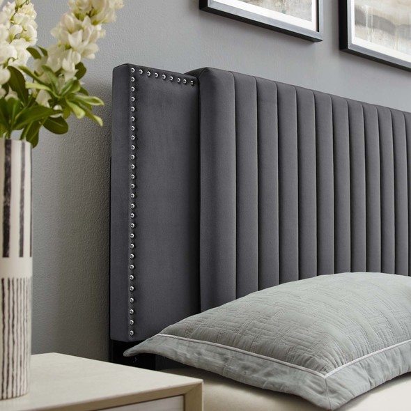 queen bed frame with fabric headboard Modway Furniture Headboards Charcoal