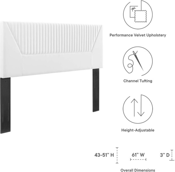 glass headboard bed Modway Furniture Headboards White