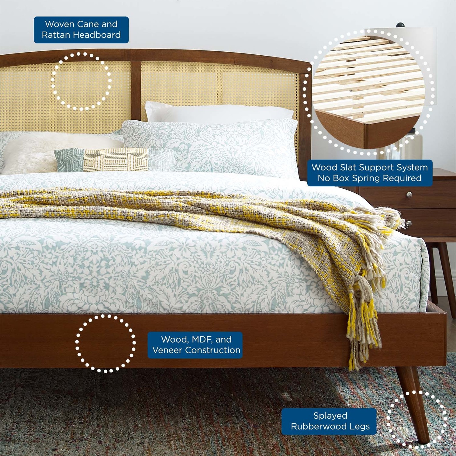 queen bed set Modway Furniture Beds Beds Walnut