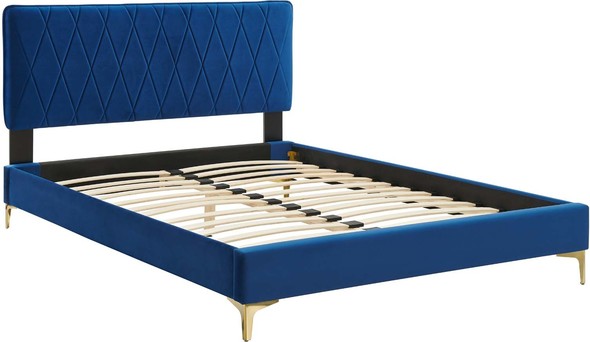 upholstered king bed frame with headboard Modway Furniture Beds Navy