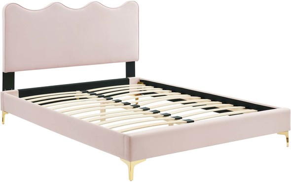 grey velvet queen bed Modway Furniture Beds Pink