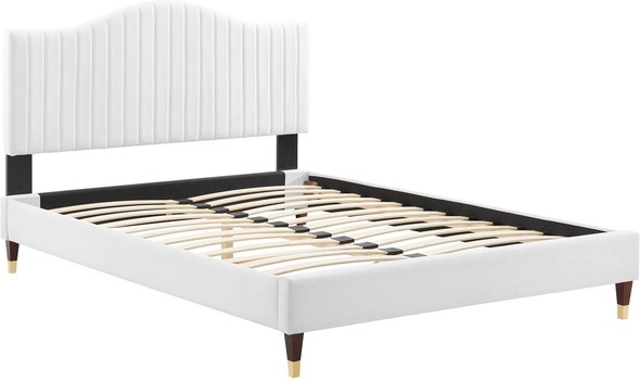 wood bedframe with headboard Modway Furniture Beds White