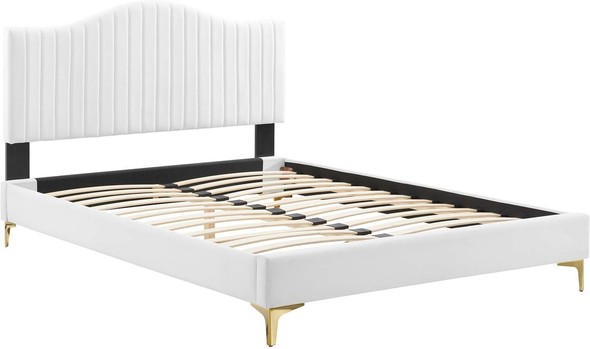 wood platform bed frame king Modway Furniture Beds White