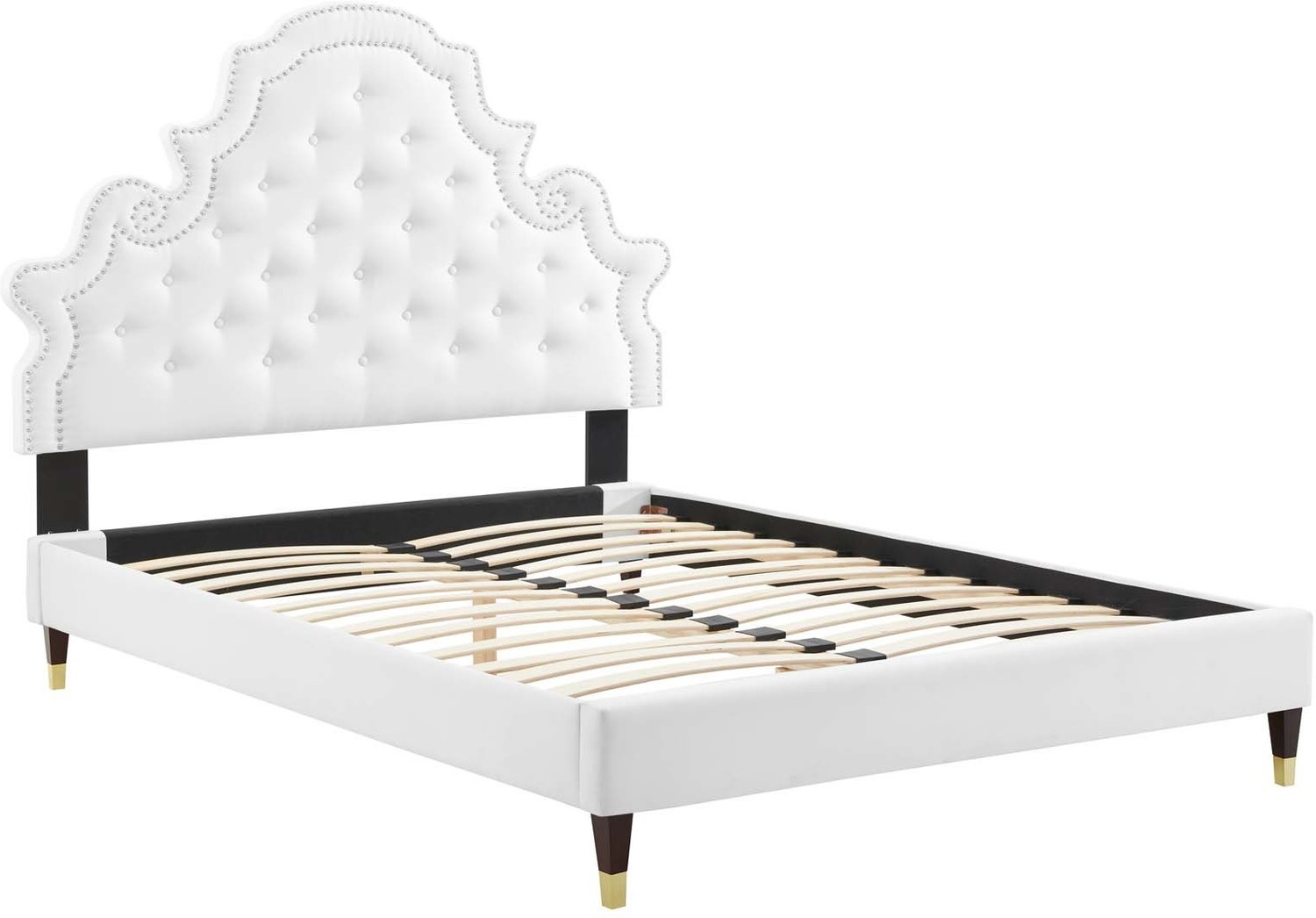 king size bed frame with upholstered headboard Modway Furniture Beds White