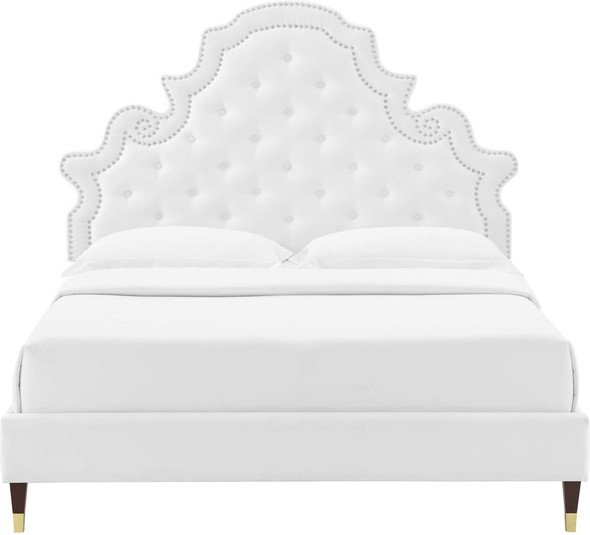 king size bed frame with upholstered headboard Modway Furniture Beds White