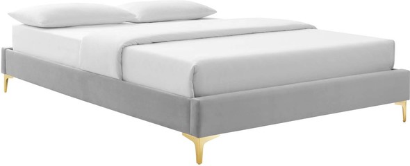 twin bed upholstered headboard Modway Furniture Beds Light Gray