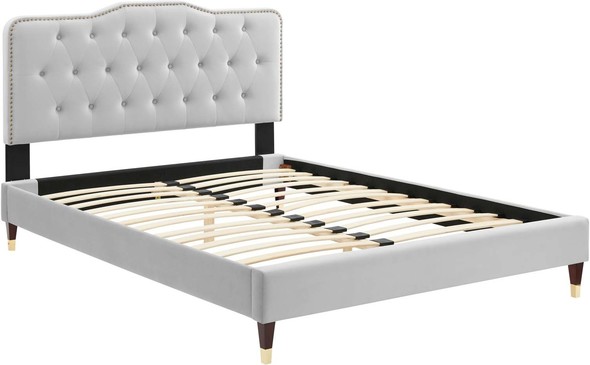 wooden bedframe Modway Furniture Beds Light Gray
