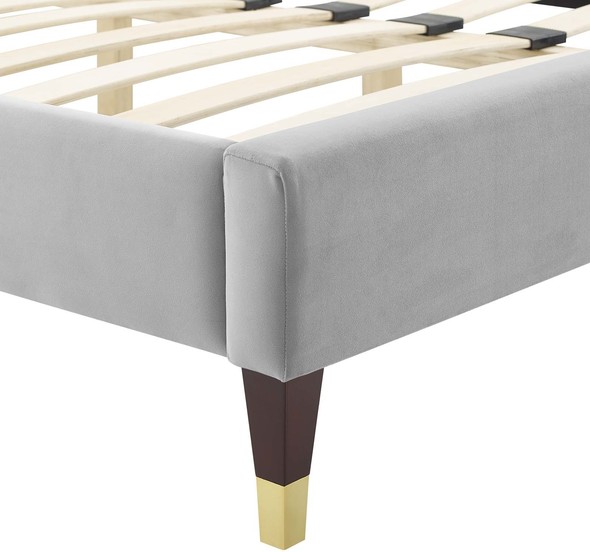 wooden bedframe Modway Furniture Beds Light Gray