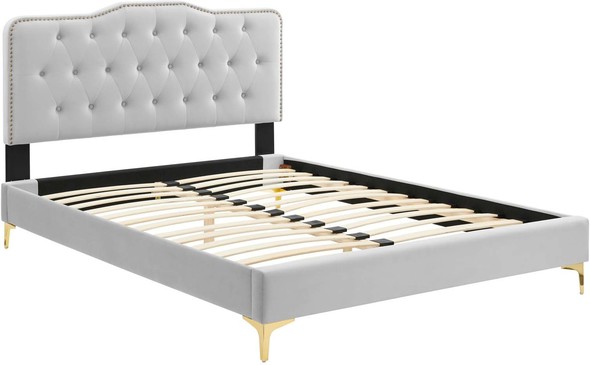 walnut platform bed Modway Furniture Beds Light Gray