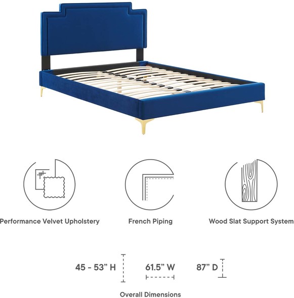 king size wood bed frame Modway Furniture Beds Navy