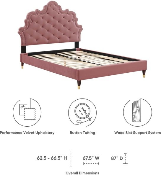wood platform bed frame Modway Furniture Beds Dusty Rose