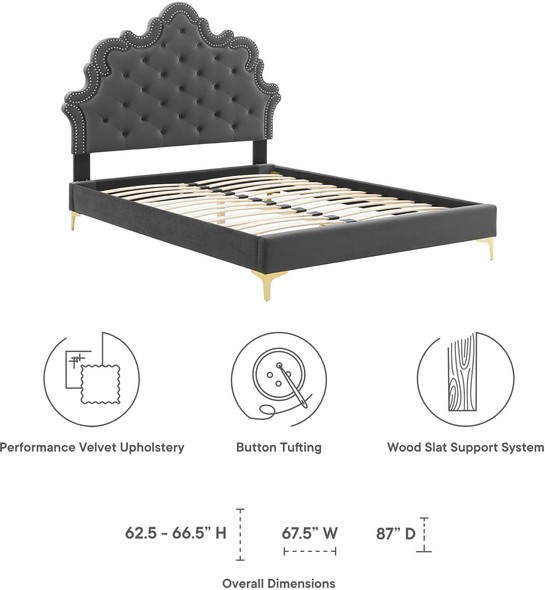 queen beige bed Modway Furniture Beds Charcoal