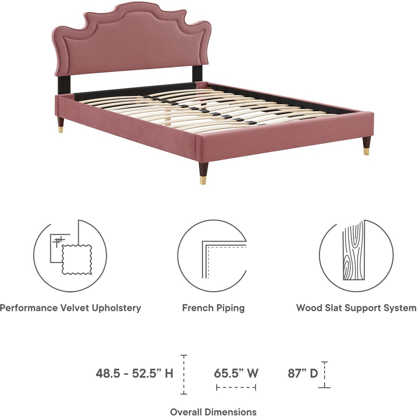 discount queen bed frame Modway Furniture Beds Dusty Rose