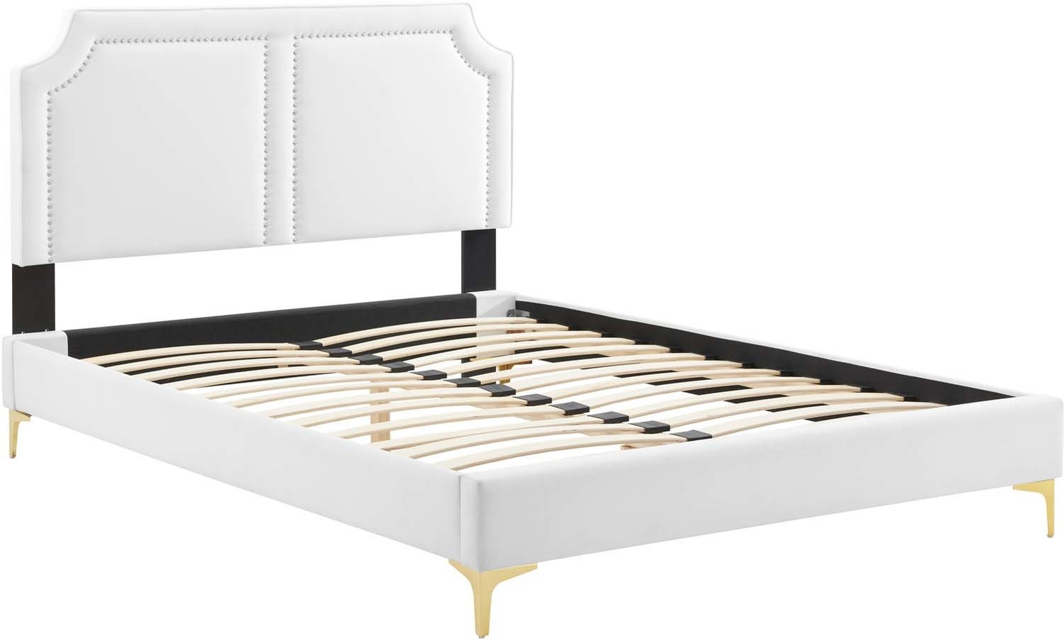 metal frame queen size bed frame with headboard Modway Furniture Beds White