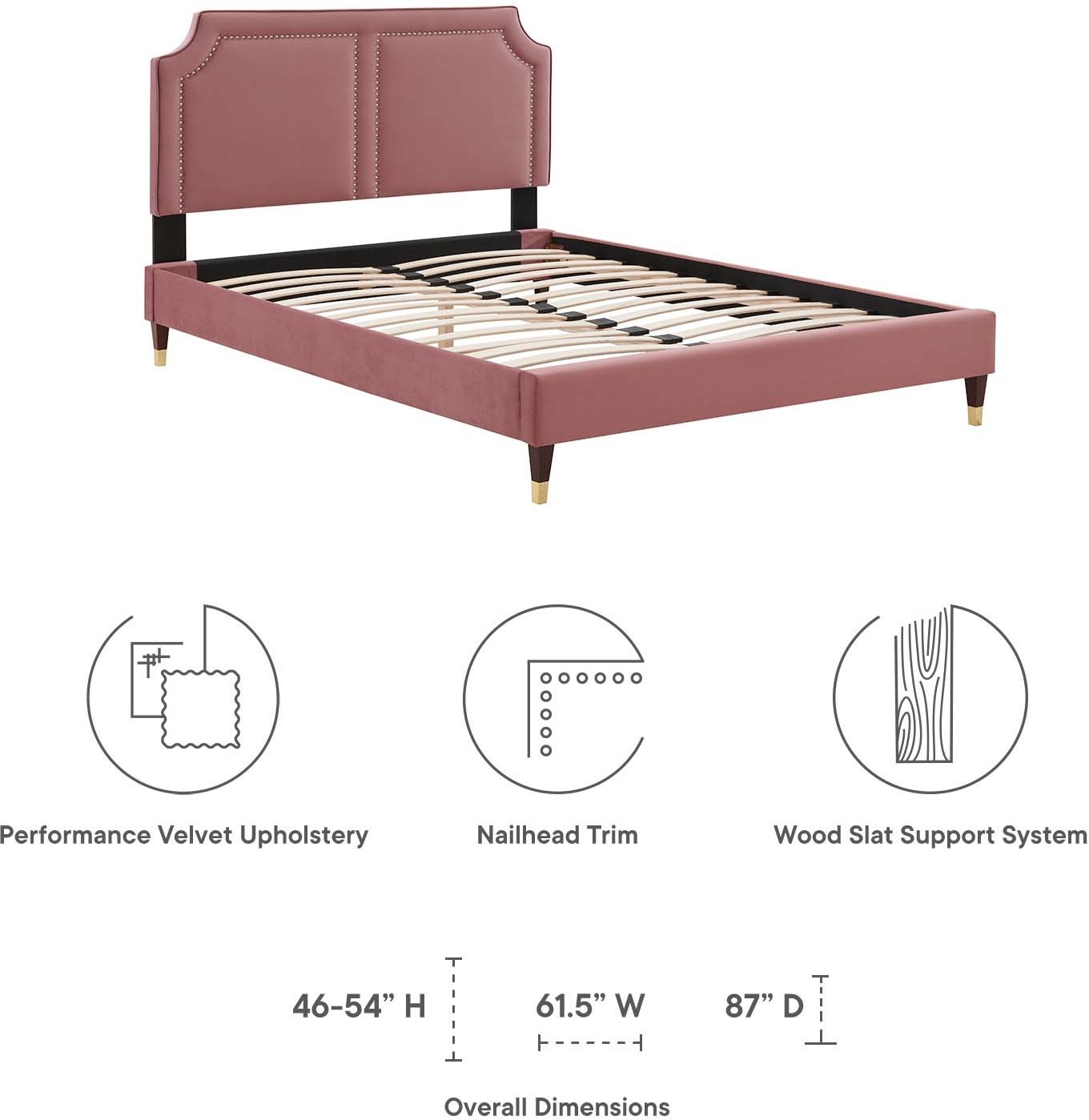 platform headboard king Modway Furniture Beds Dusty Rose