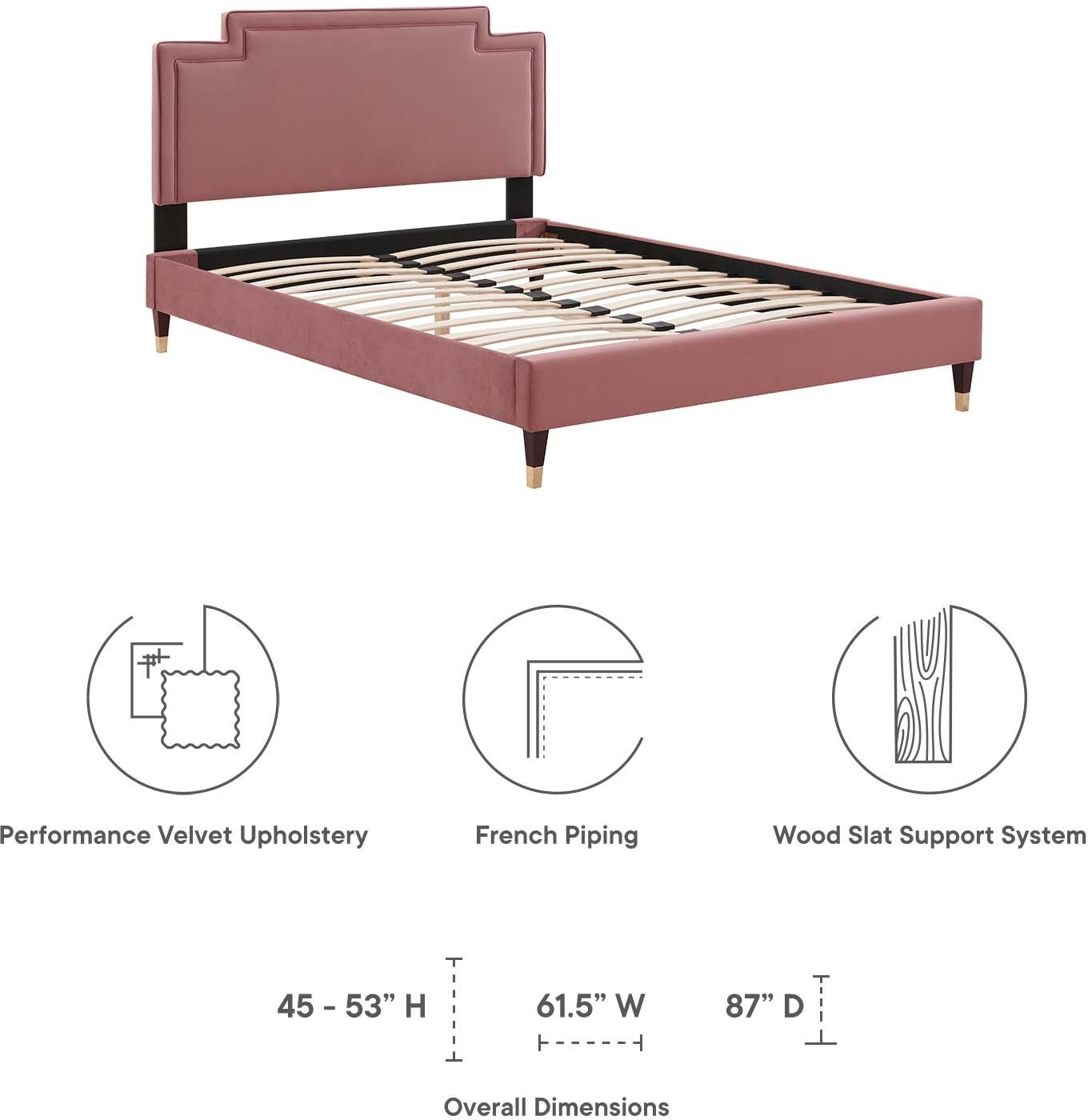 beige fabric bed Modway Furniture Beds Dusty Rose
