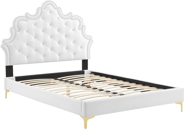 beige queen bed frame Modway Furniture Beds White