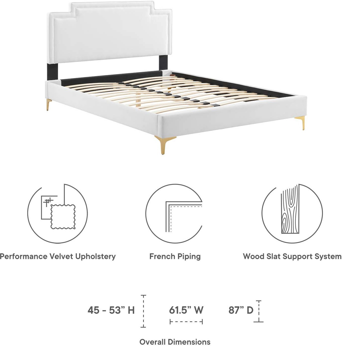 king bed and base Modway Furniture Beds White