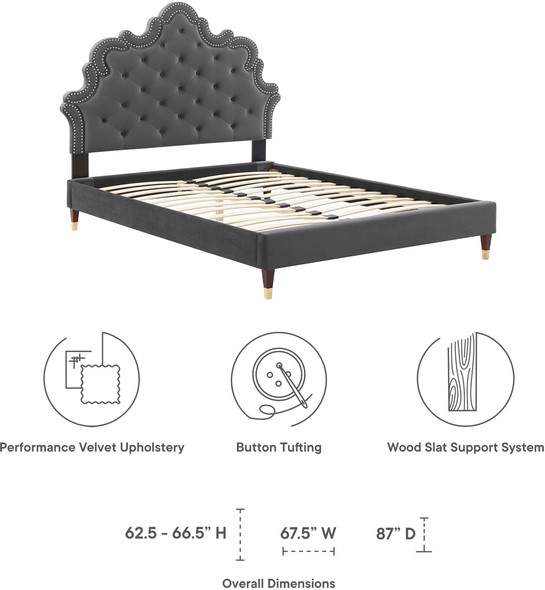 queen size upholstered bed frame Modway Furniture Beds Charcoal